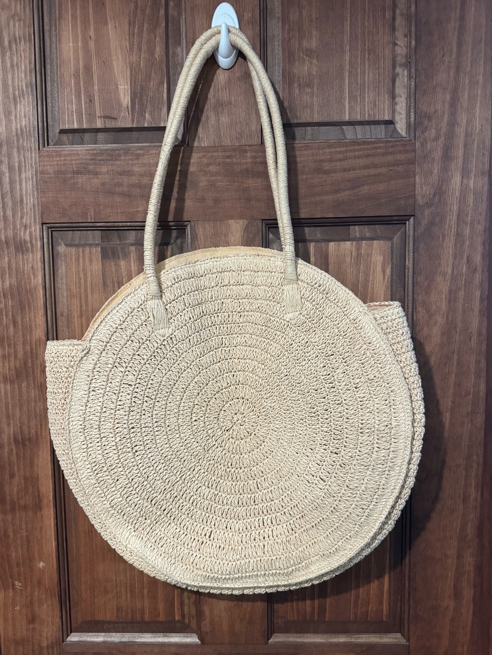 H&M Round Woven Tote Bag in Natural